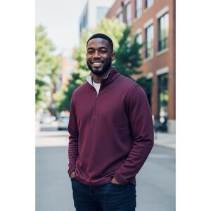 Graham Luxe Ryder Banded 1/4 zip Pullover Dark Plum XL Drop 1